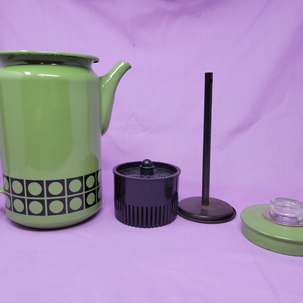 MCM Vintage Green Enamel Coffee Percolator - Picture 4 of 5